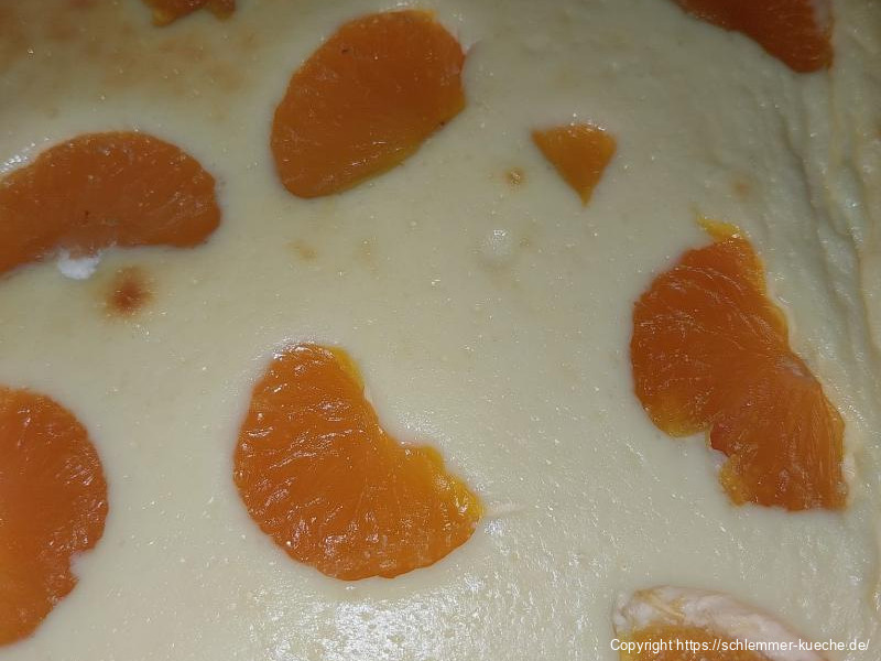 Einfacher Käsekuchen mit Mandarinen vom Blech