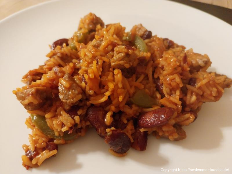 Reispfanne mit Rindfleisch