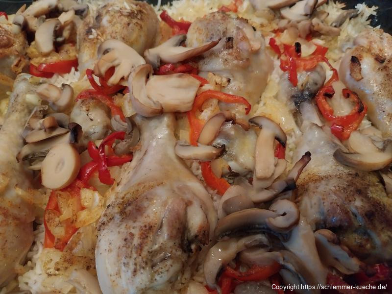 Mazedonische Reispfanne mit Hähnchenkeulen