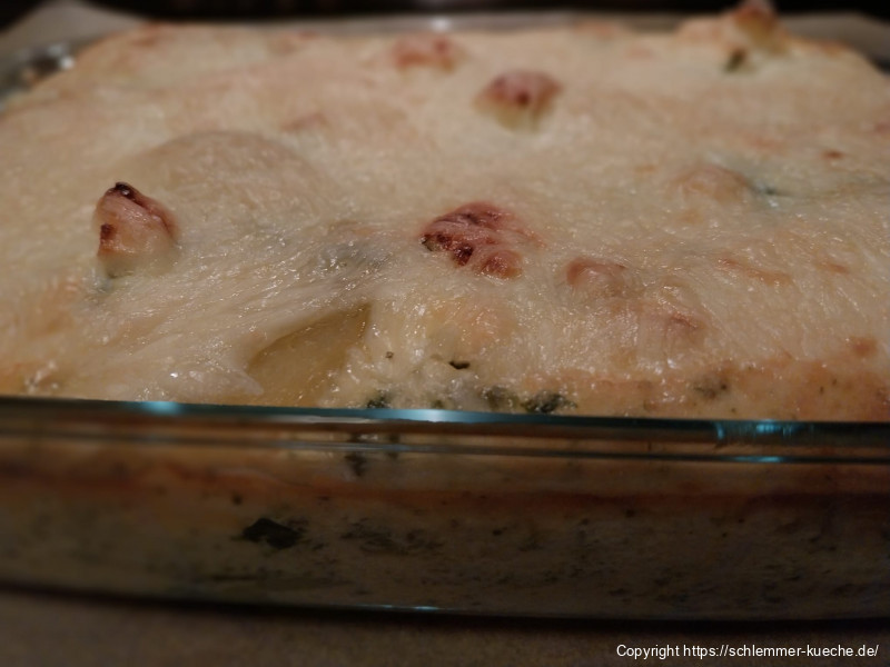 Schafskäseauflauf mit Spinat und Kartoffeln